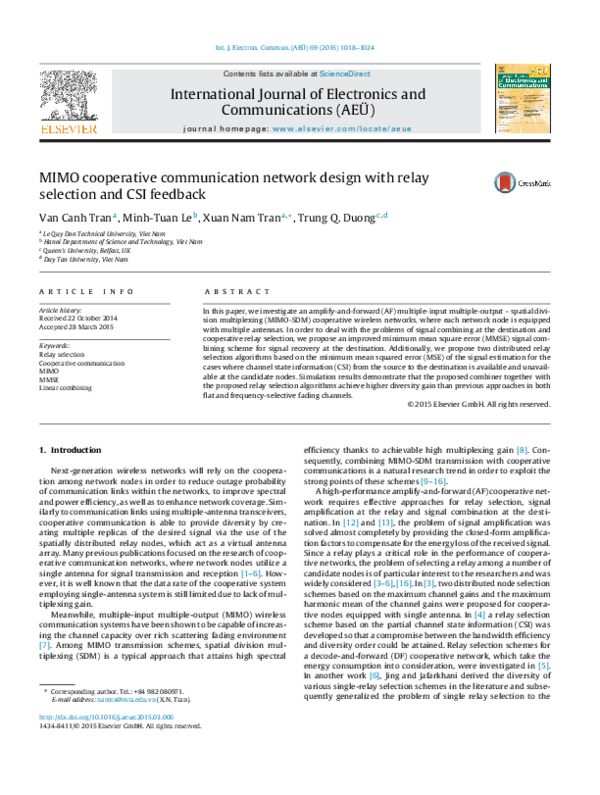 (PDF) MIMO cooperative communication network design with relay ...