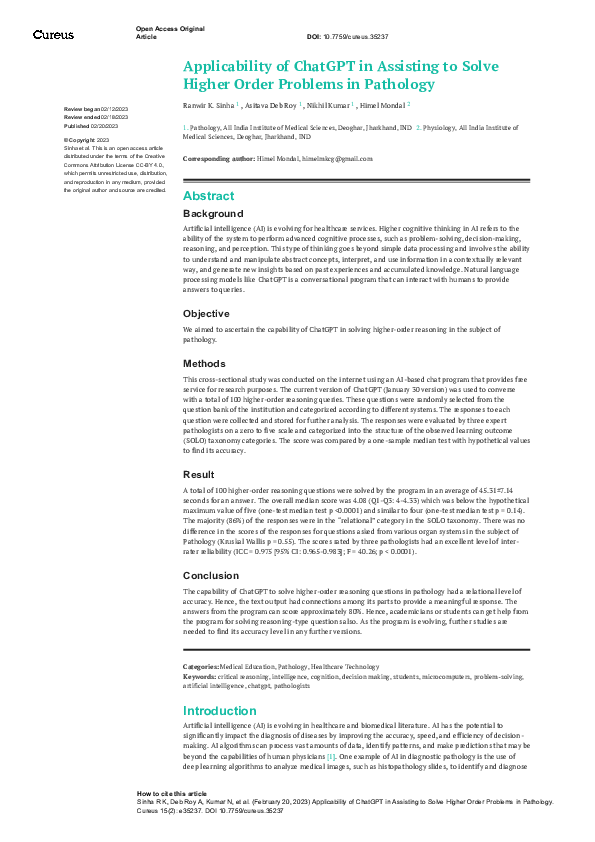 (PDF) Applicability of ChatGPT in Assisting to Solve Higher Order ...