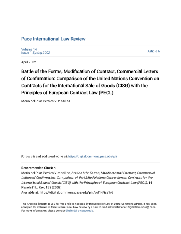 (PDF) Battle of the Forms, Modification of Contract, Commercial Letters ...