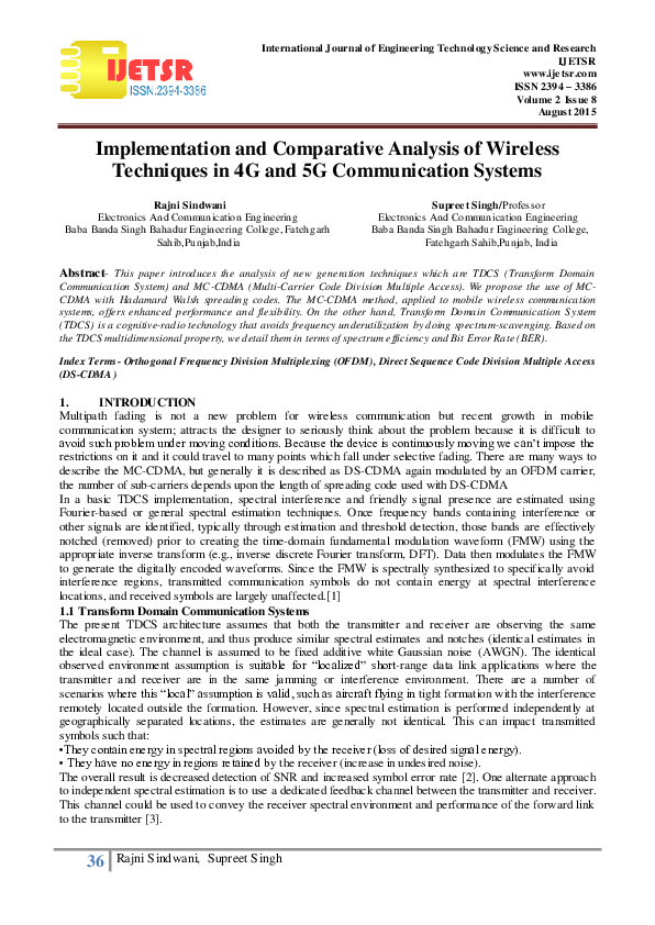 (PDF) Implementation and Comparative Analysis of Wireless Techniques in ...