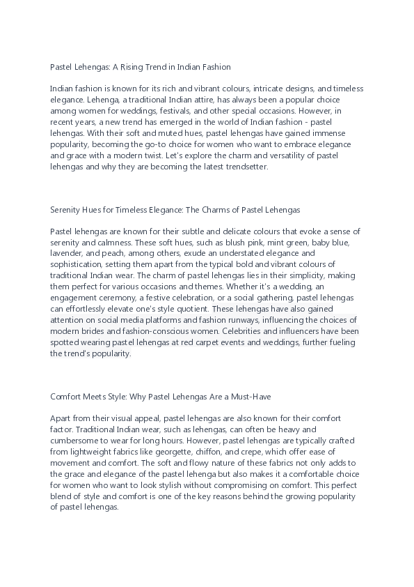 Pastel Lehengas: A Rising Trend in Indian Fashion