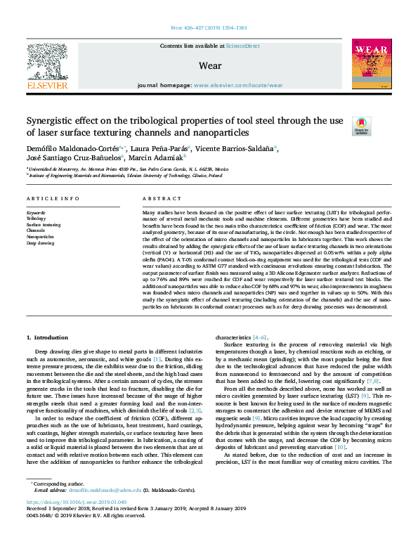 (PDF) Synergistic effect on the tribological properties of tool steel ...