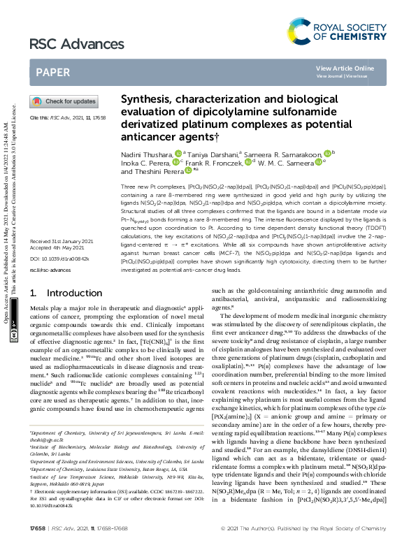 (PDF) Synthesis, characterization and biological evaluation of ...