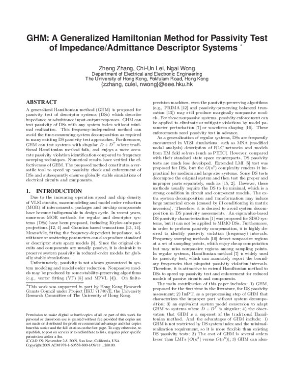 (PDF) a generalized Hamiltonian method for passivity test of impedance ...