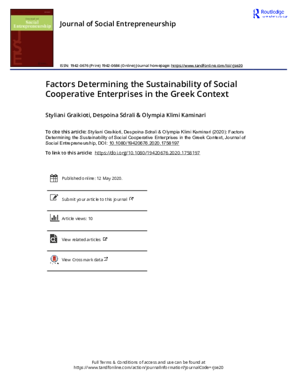 (PDF) Factors Determining the Sustainability of Social Cooperative ...