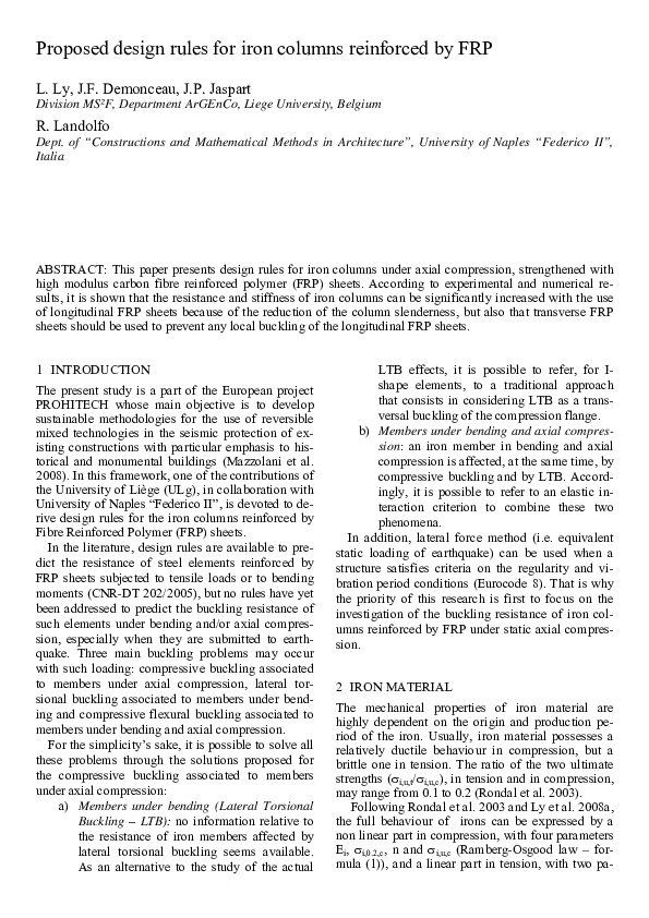 (PDF) Proposed design rules for iron columns reinforced by FRP