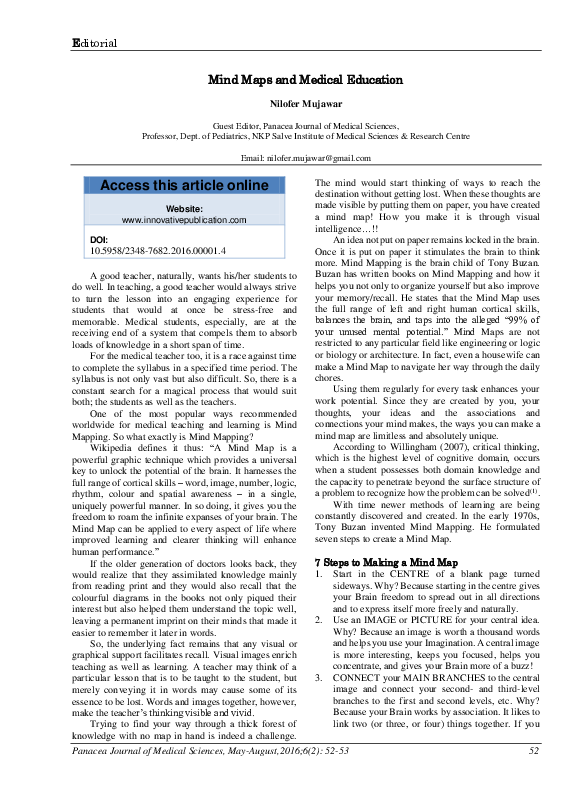 (PDF) Mind Maps and Medical Education