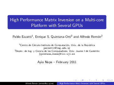 (PDF) High Performance Matrix Inversion on a Multi-core Platform with ...
