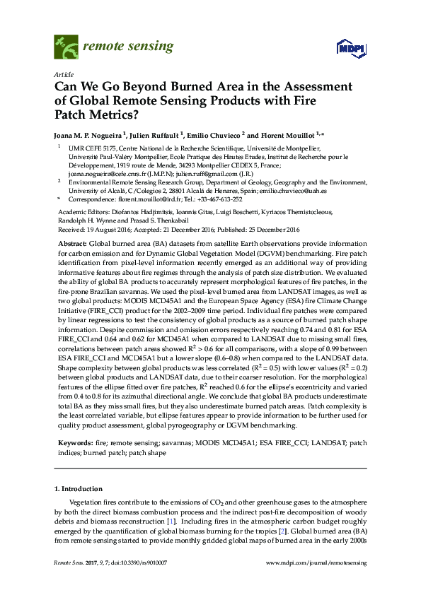 (PDF) Can We Go Beyond Burned Area in the Assessment of Global Remote ...