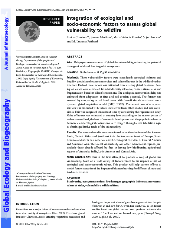 (PDF) Integration of ecological and socio-economic factors to assess ...