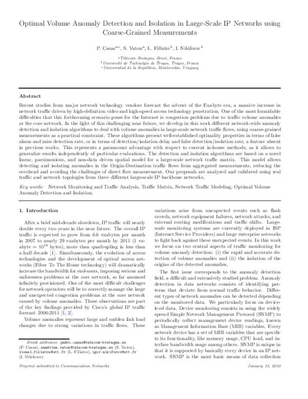 (PDF) Optimal volume anomaly detection and isolation in large-scale IP ...