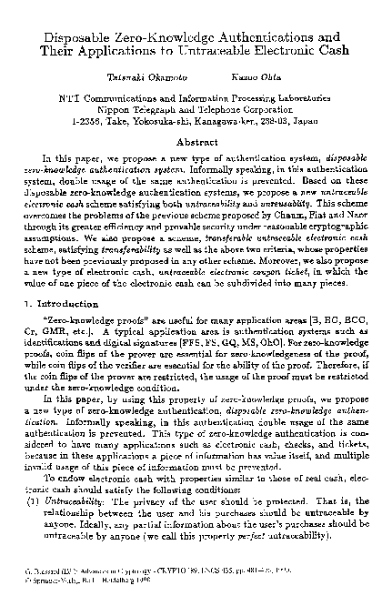 (PDF) Disposable Zero-Knowledge Authentications and Their Applications ...