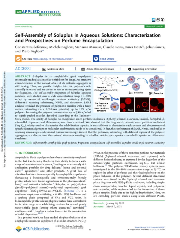 (PDF) Self-Assembly of Soluplus in Aqueous Solutions: Characterization ...