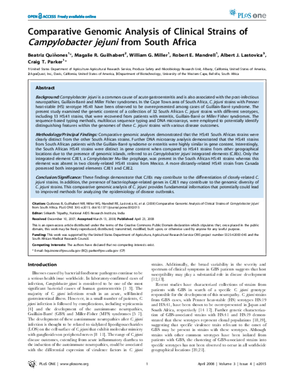 (PDF) Comparative Genomic Analysis of Clinical Strains of Campylobacter ...