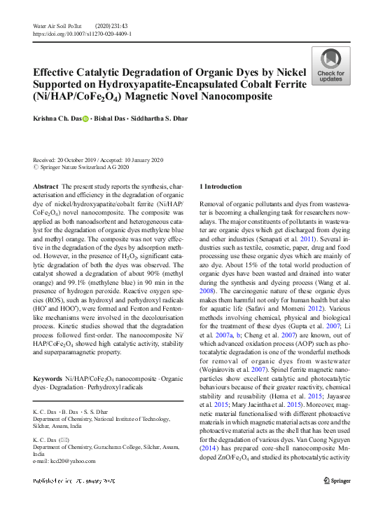 (PDF) Effective Catalytic Degradation of Organic Dyes by Nickel ...