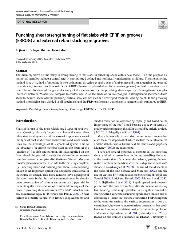 (PDF) Punching shear strengthening of flat-slabs with CFRP dowels