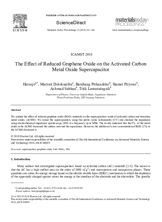 (PDF) The Effect of Reduced Graphene Oxide on the Activated Carbon ...