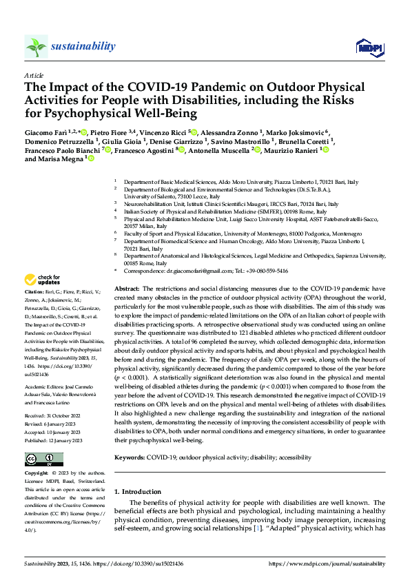 (PDF) The Impact of the COVID-19 Pandemic on Outdoor Physical ...