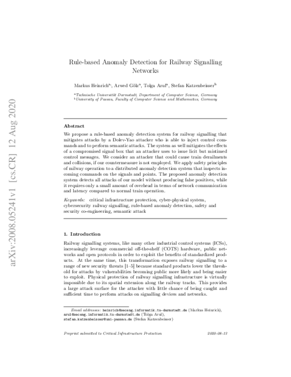  pdf rule based anomaly detection for railway signalling networks