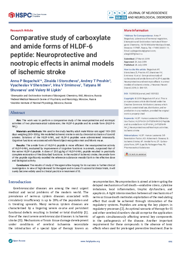 (PDF) Comparative study of carboxylate and amide forms of HLDF-6 ...