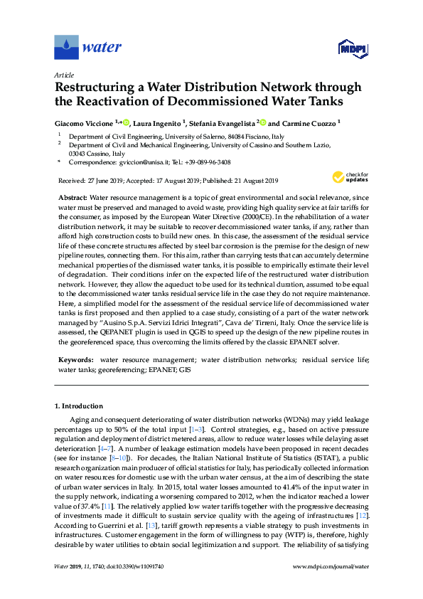 (PDF) Restructuring a Water Distribution Network through the ...