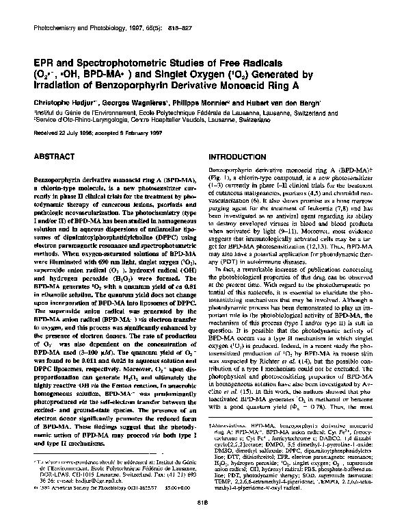 (PDF) EPR and Spectrophotometric Studies of Free Radicals (O2°−, °OH ...
