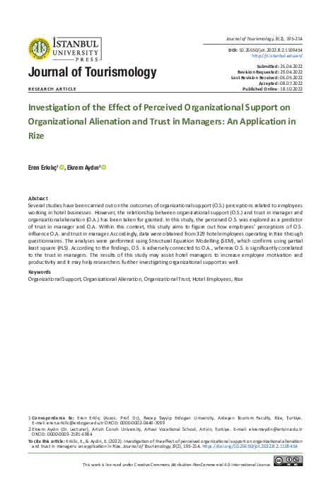 (PDF) Investigation of the Effect of Perceived Organizational Support ...
