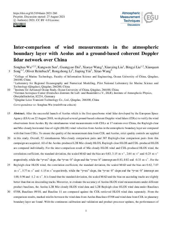 (PDF) Inter-comparison of wind measurements in the atmospheric boundary ...