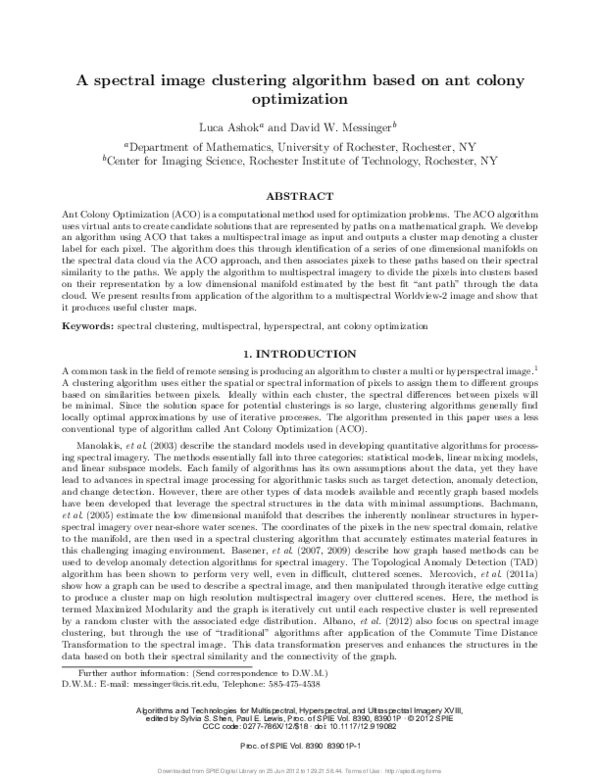 (PDF) A spectral image clustering algorithm based on ant colony ...