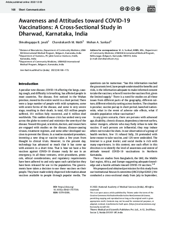 (PDF) Awareness and Attitudes toward COVID-19 Vaccinations: A Cross ...