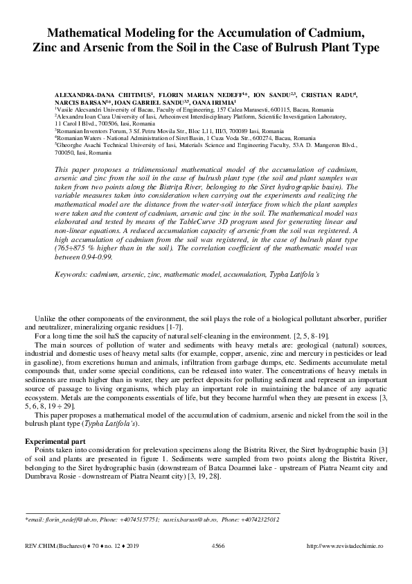 (PDF) Mathematical Modeling for the Accumulation of Cadmium, Zinc and ...