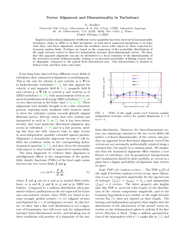 (PDF) Vector Alignment and Dimensionality in Turbulence