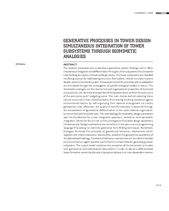(PDF) Generative Processes in Tower Design: Simultaneous Integration of ...