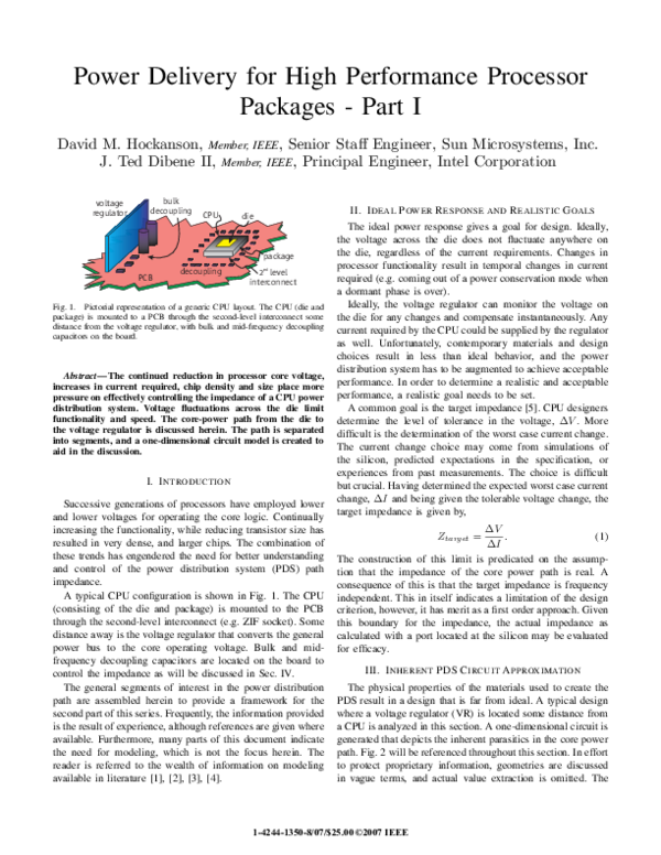 (PDF) Power Delivery for High Performance Processor Packages - Part I
