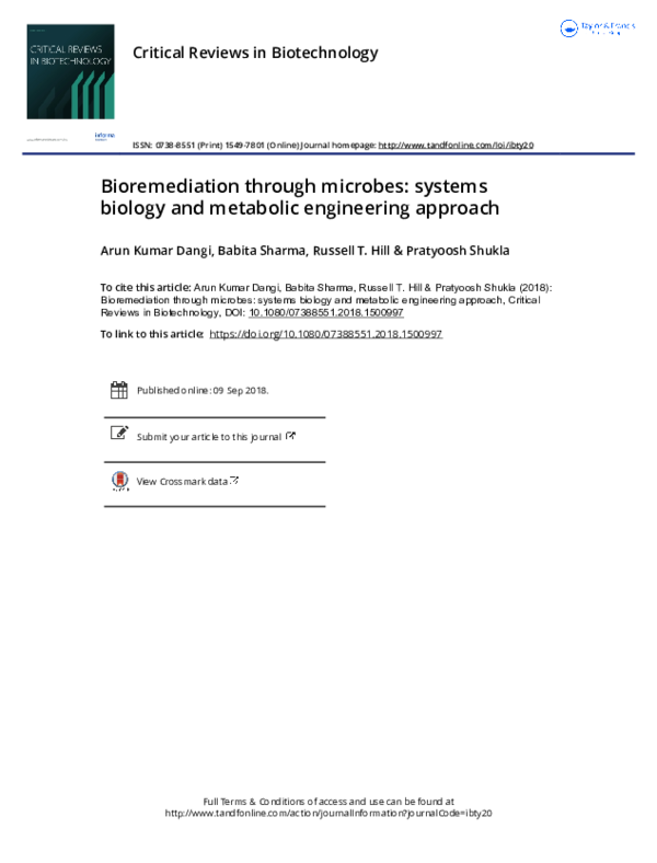 (PDF) Bioremediation through microbes: systems biology and metabolic ...