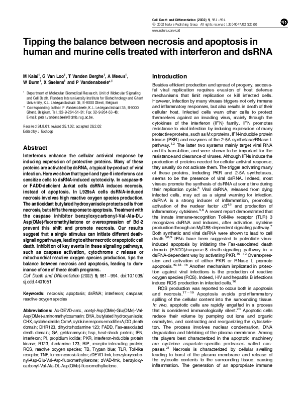(PDF) Tipping the balance between necrosis and apoptosis in human and ...