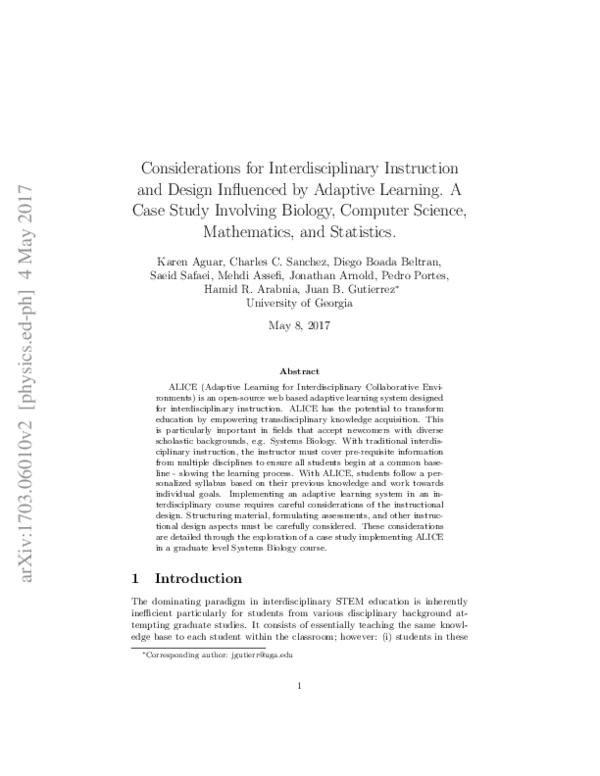 (PDF) Considerations on Interdisciplinary Instruction and Design ...