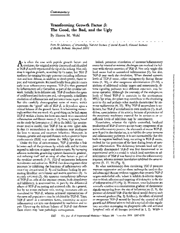 (PDF) Transforming growth factor beta: the good, the bad, and the ugly