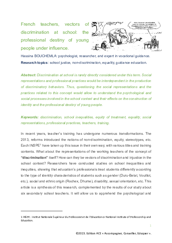 (PDF) French teachers, vectors of discrimination at school