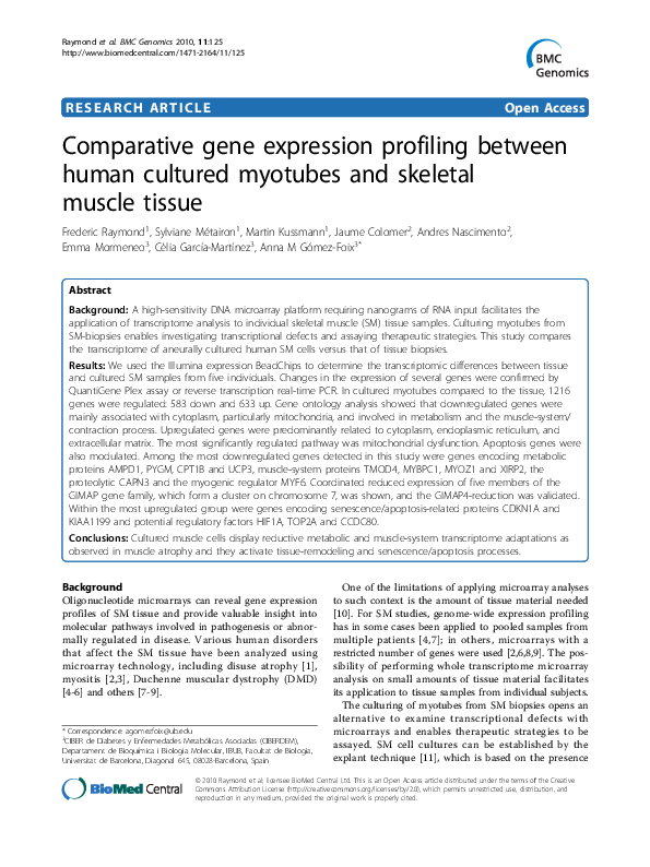 (PDF) Comparative gene expression profiling between human cultured ...
