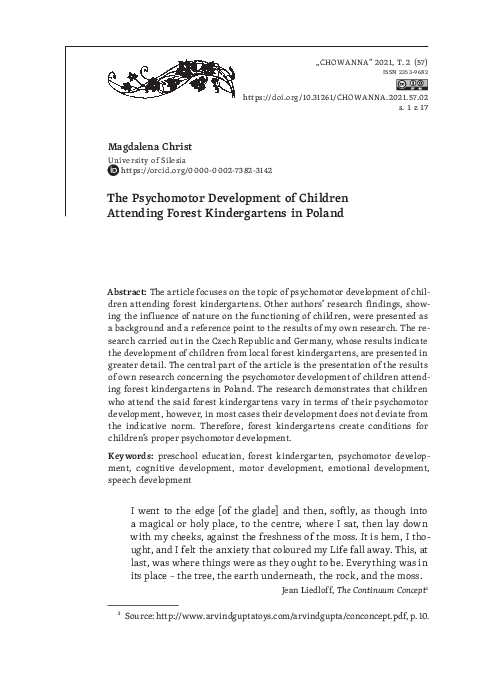 (PDF) The Psychomotor Development of Children Attending Forest ...