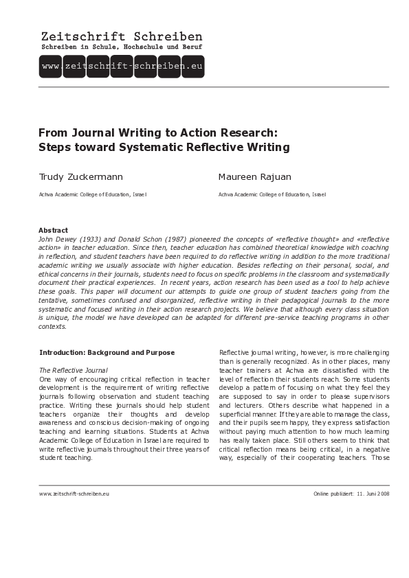 (PDF) From Journal Writing to Action Research: Steps toward Systematic ...