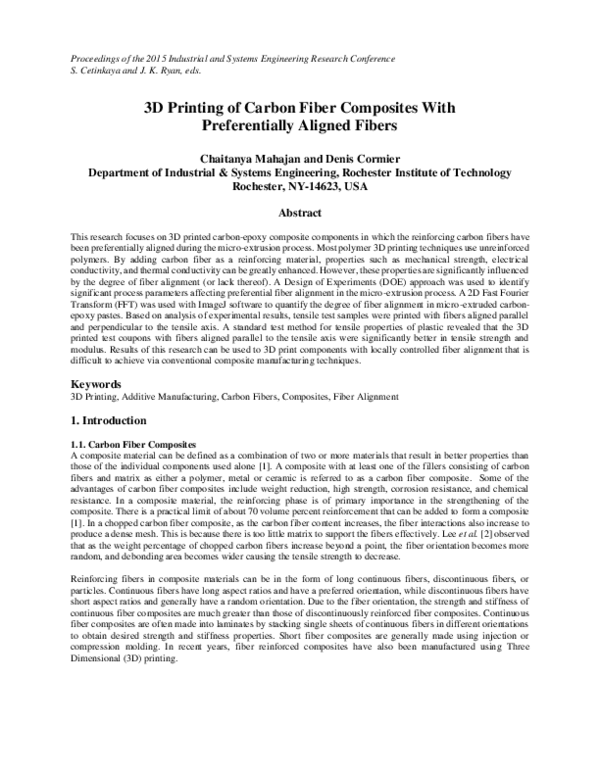 (PDF) 3D Printing of Carbon Fiber Composites With Preferentially ...