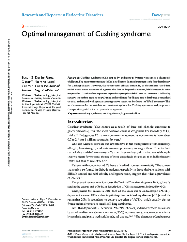 (PDF) Optimal management of Cushing syndrome