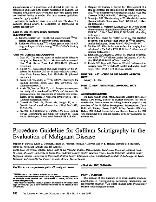 (PDF) Procedure guideline for gallium scintigraphy in the evaluation of ...