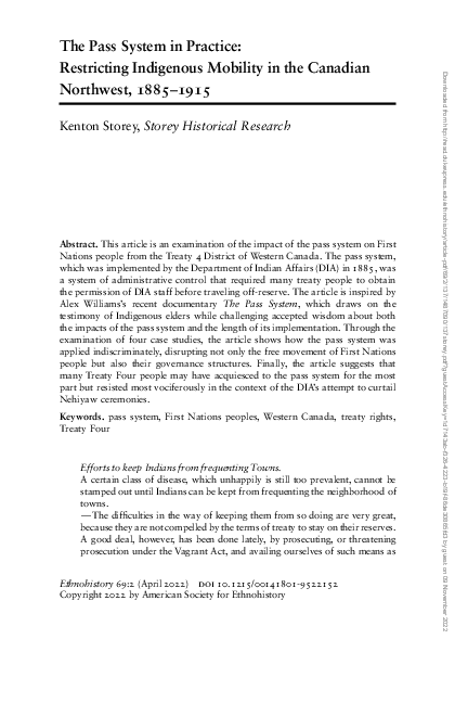 (PDF) The Pass System in Practice: Restricting Indigenous Mobility in ...