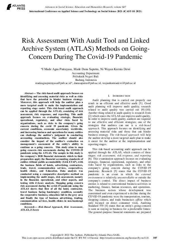 (PDF) Risk Assessment With Audit Tool and Linked Archive System (ATLAS ...