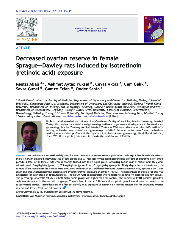(PDF) Decreased ovarian reserve in female Sprague–Dawley rats induced ...