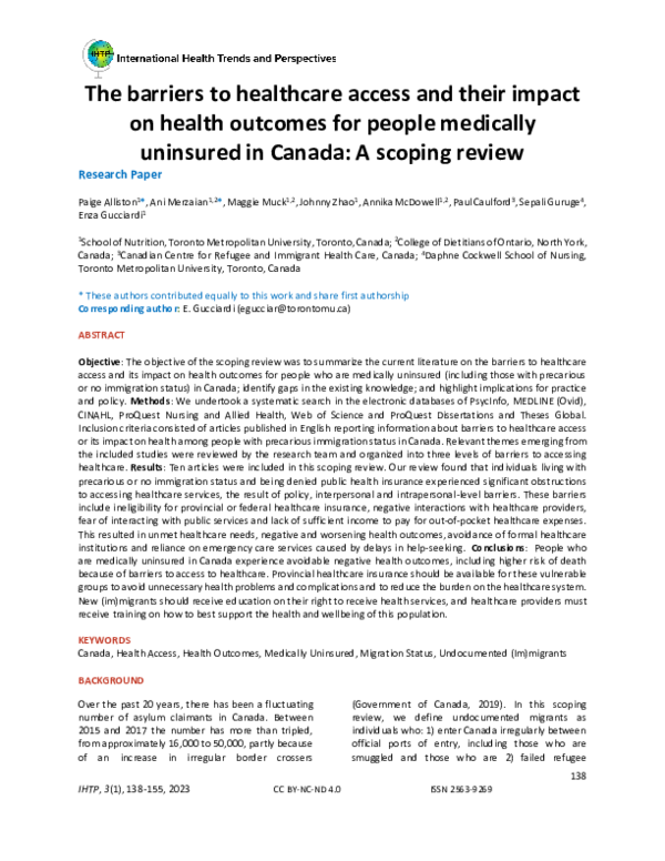 (PDF) The barriers to healthcare access and their impact on health ...