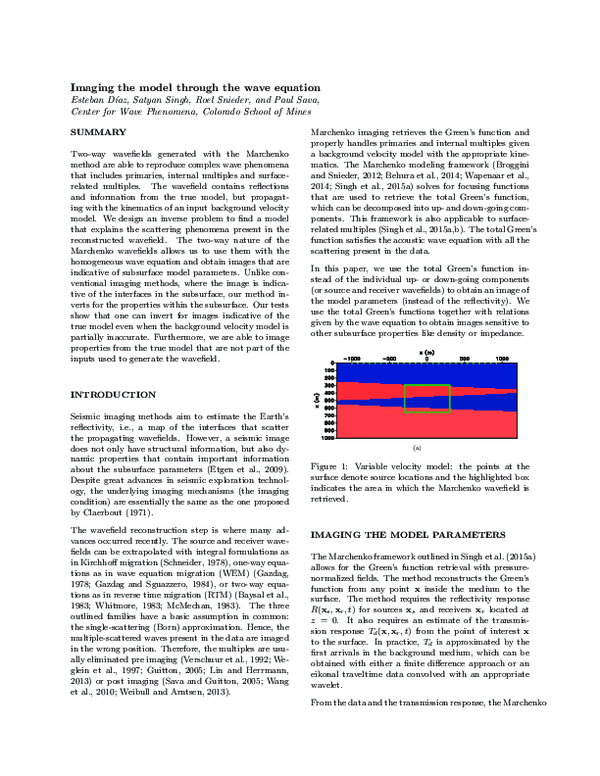 (PDF) Imaging the model through the wave equation